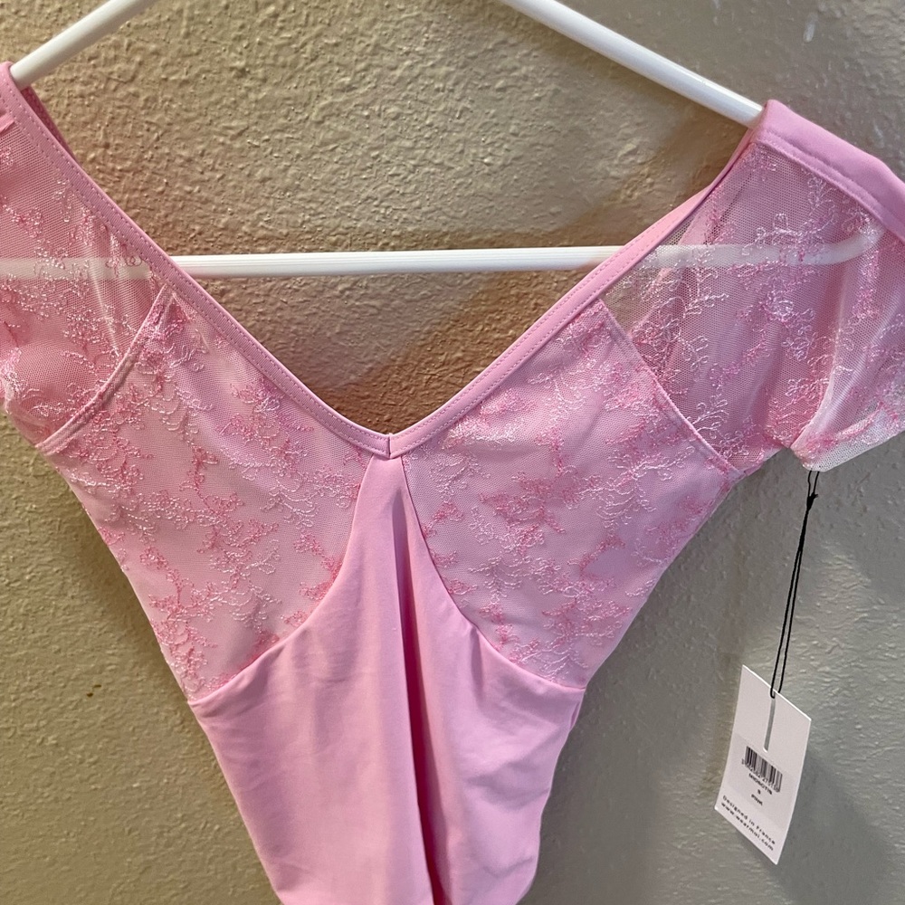 Elegant Pink Lace Leotard